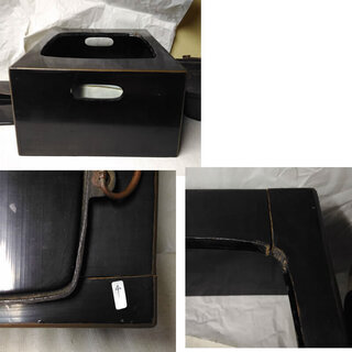 a891 すき焼き鍋 鉄鍋 漆器台 漆器蓋 木箱入り 蔵出し品 時代