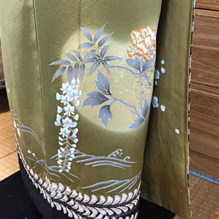 辻が花 訪問着 濃緑の画像