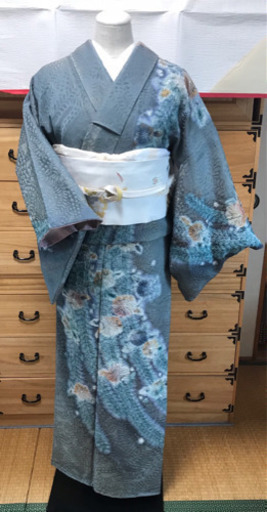 辻が花 訪問着 グレー系