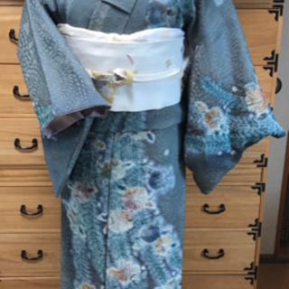 辻が花 訪問着 グレー系