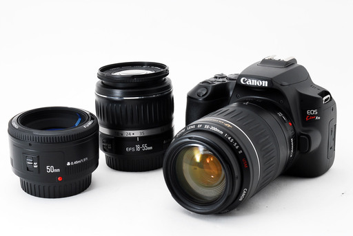 Canon EOS Kiss X10 トリプルレンズセット★極上美品★ボディはほぼ新品!!スマホへ転送\u0026自分撮り♪8GB新品SDカード、ストラップ付き！