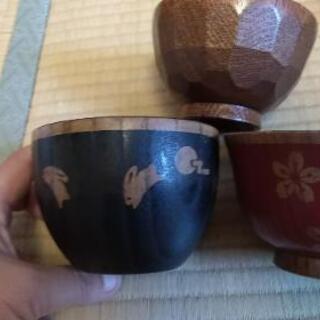 子ども用木の汁椀３つの画像