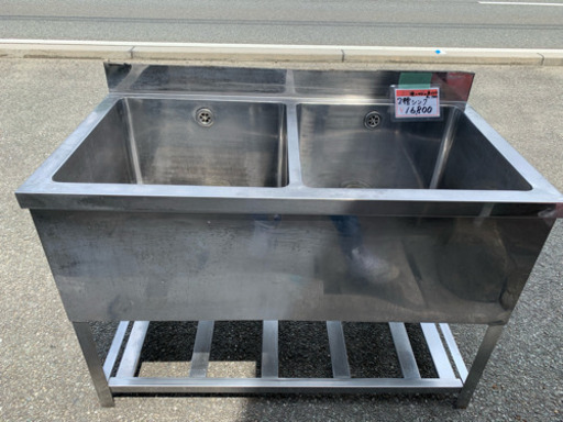 ☆中古品 厨房用品 2槽シンク サイズ:横1100x奥600x740mm☆
