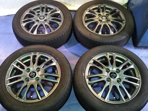 夏 14インチ 希少色【ガンメタ色】美品アルミ☆ エブリー ワゴンR ソリオ N-BOX Nボックス タント ムーヴ アトレー デリカD:2 【富山】165/60R14 中古