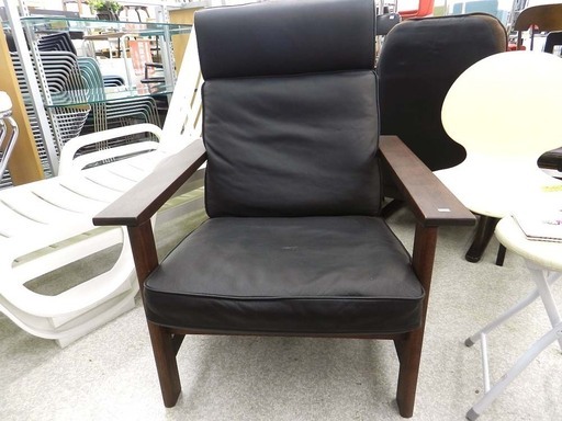 1人掛 高級アームチェア 本革＆木製 ハイバッグ/安楽椅子 パーソナルデザインチェア 札幌市北区