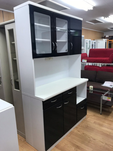 【リサイクルサービス八光　田上店　配達・設置OK】ブラック＆ホワイト　食器棚