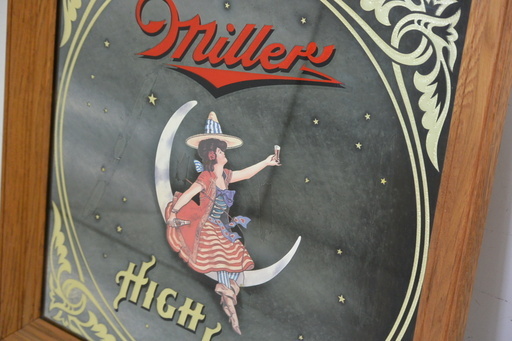 パブミラー Miller 木製フレーム アンティーク ビンテージ　BAR　喫茶店