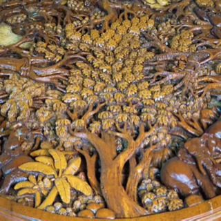 アンティーク ガラステーブル 彫刻 アジアン