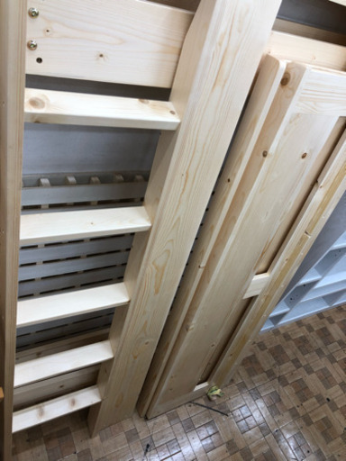 【展示品★美品】ロフトベッド ハシゴタイプ オール天然木製 シングル  耐荷重約90kg