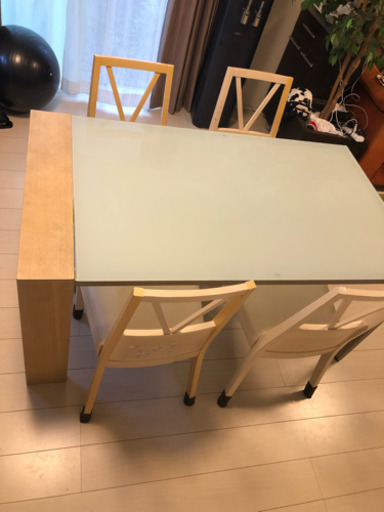 決まりました ガラス製 ダイニングテーブルセット 値下げしました