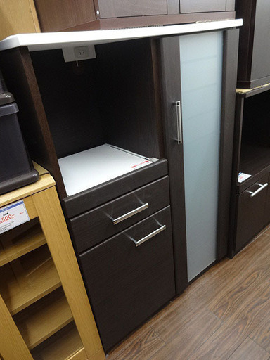 札幌 引き取り ニトリ ミドルサイズ キッチンボード 白×こげ茶 レンジ台