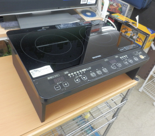 PayPay対応 アイリスオーヤマ 2口IHコンロ 台付き IHK-W1-B 2015年製 クッキングヒーター IRISOHYAMA 電気調理器 札幌市西区西野