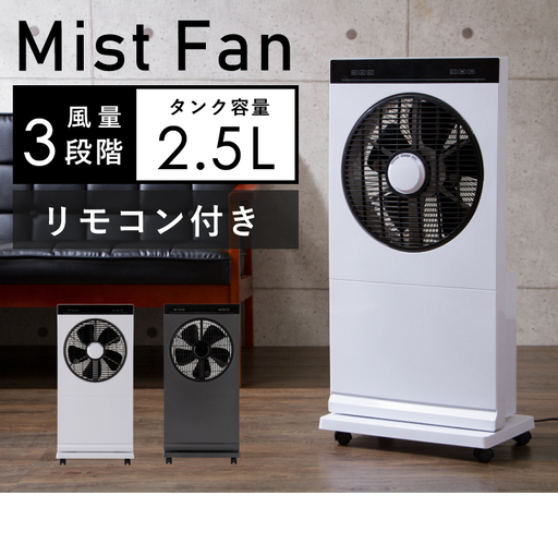 【美品・格安】おしゃれな黒い扇風機（black）　クールミストファン RA-MFB