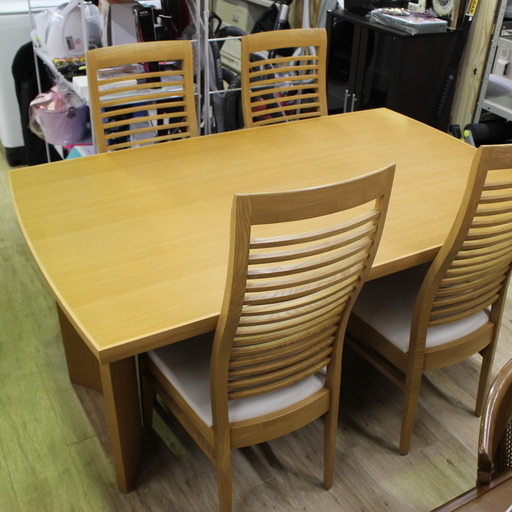 J037)カリモク karimoku 食堂テーブル ダイニングテーブル W1500×D900×H700mm ニトリ ダイニングチェア 4脚 4人用ダイニングセット ナチュラルカラー