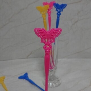 レトロ 蝶々 マドラー ６本セットの画像