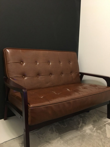 ☆取引中☆値下げ！オシャレ革ソファ【2人掛け】