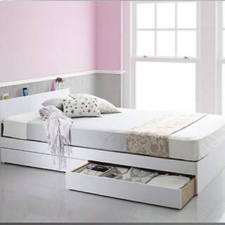 シングル・Newデザイン・2杯収納コンセント付き・ホワイト