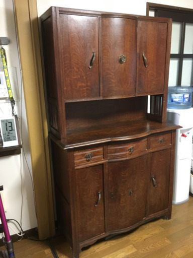 英国製 アンティーク 棚 飾り棚 食器棚 オーク製