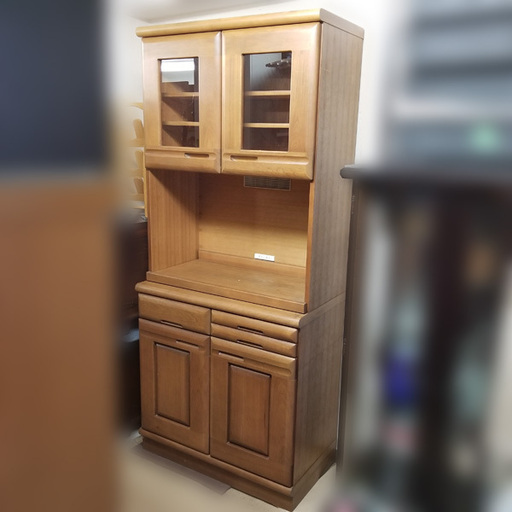 【札幌市内限定】キッチンボード マルテ84　天然木　キッチン収納 食器棚 収納家具　84.1×47×195　　　　　　K
