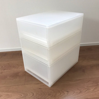 【中古】無印良品MUJI★ 定番ポリプロピレンケース引出式（浅&...