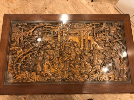 ☆★ 激レア！大幅値下げ猫脚彫刻座卓　ガラス天板テーブル ★☆