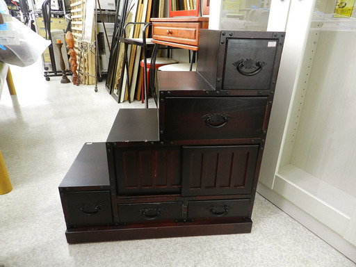 民芸調 階段箪笥 引き出し スライド 収納 小物☆ PayPay(ペイペイ)決済可能 ☆ 札幌市 北区 屯田