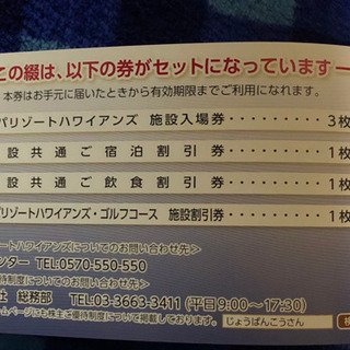 ハワイアンズ入場券３枚他の画像