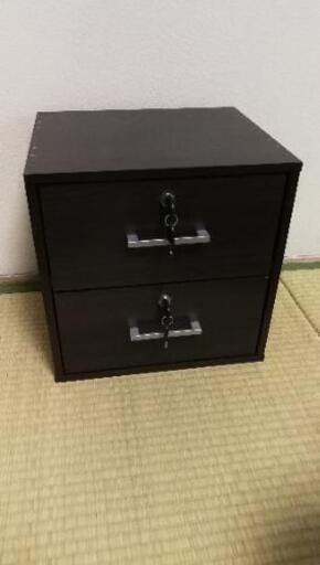 棚　引き出し2段　鍵付き