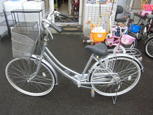 南12条店 27インチ シティサイクル 自転車 ママチャリ ３段切替え 鍵 カゴ シルバー 街乗り