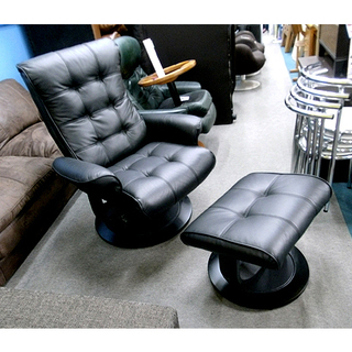 札幌【本革 リクライニング パーソナルチェア オットマン付き