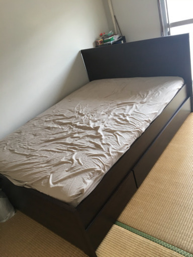 【値下げしました】IKEA 収納付きダブルベッド ※追記有
