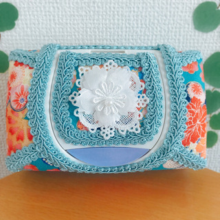 ⭐️鮮やか水色の和柄シートケース⭐️