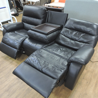 Y)札幌 北大前 引取 ニトリ 3人掛け本革電動リクライニングソファ