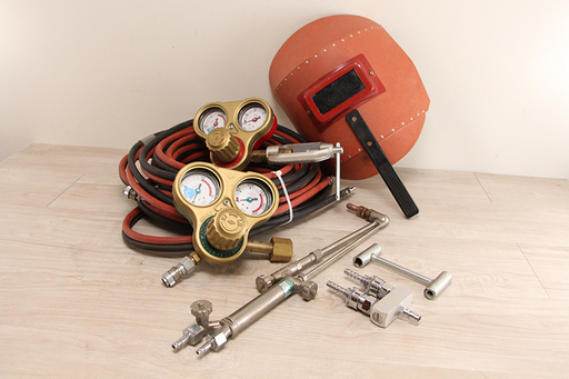ガス切断機セット アセチレン 酸素 ツインホース レギュレーター 溶断 (6UD3358w)