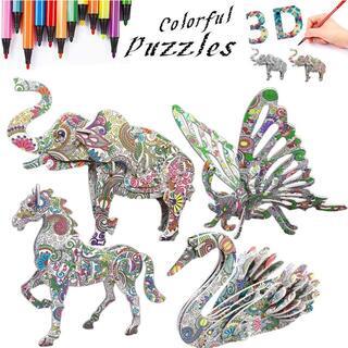  3D立体パズル 塗り絵