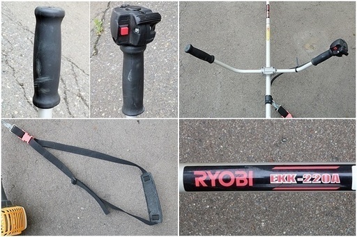 リョービ エンジン刈払機　動作OK　EKK-220A　Kスタート　肩掛けベルト付　チップソー径：230mm　2サイクルエンジン　排気量：21.7ml　草刈り