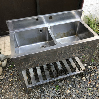 ステン 2口シンク台 手洗い 厨房用 店舗キッチン用の画像