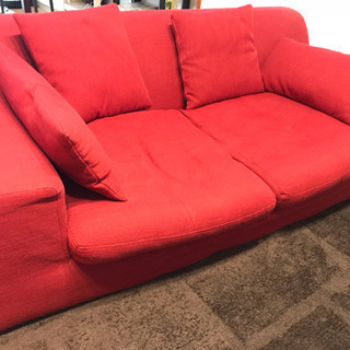 ローソファ ゆったり2人がけ/ファブリック/クッション×4付