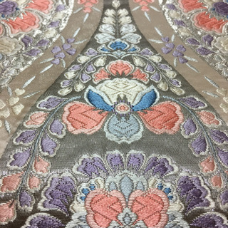 正絹 袋帯 銀糸 美品 ピンク 箔の画像