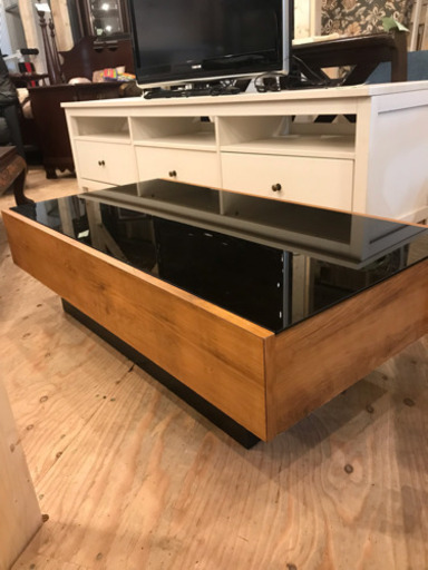 ☆★ ガラス天板 収納付きローテーブル NEYTD CEBTER TABLE☆