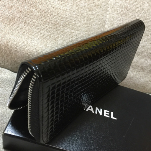 CHANEL シャネル チョコバー 黒エナメル ラウンドファスナー長財布 ノベルティ 長期保管&未使用品