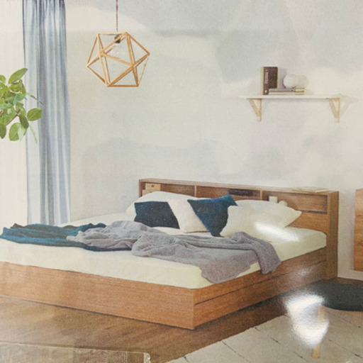 【展示品☆未使用】キングサイズベッドフレームのみ  収納・コンセント付き