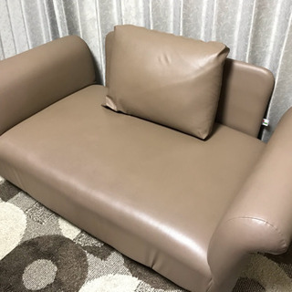 2人掛け レザー ソファ モカブラウン系の画像