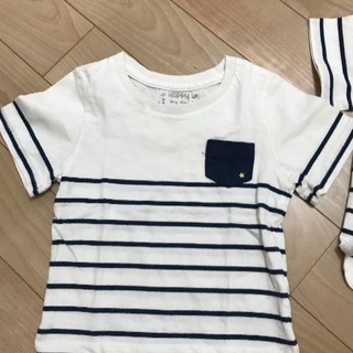 お取引中、 27、110㎝男児ボーダー柄Tシャツ2枚の画像