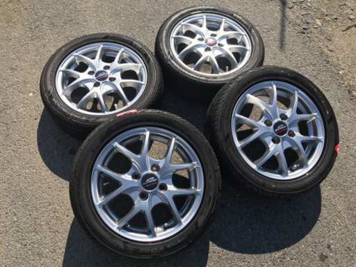 165/55r14 社外ホイール付き4本セット 14X4.5J ET45 4X100 バリ溝 夏タイヤ ハンコック VENTUS V8RS 美品 2014年製 管理番号61303