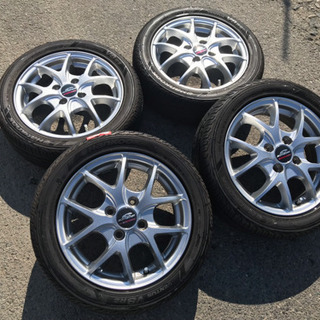 165/55r14 社外ホイール付き4本セット 14X4.5J ET45 4X100 バリ溝 夏タイヤ