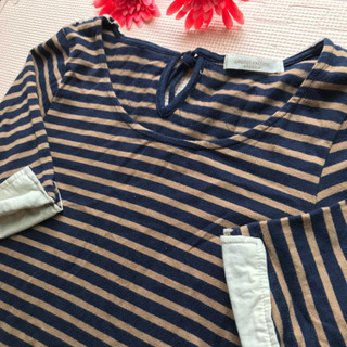 chocol raffine robe レース使いボーダーＴシャツ M-Lの画像