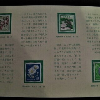 同梱発送可【未使用】台紙付「普通切手の中の植物」切手 (額面合計266円) 昭和 記念 銘版 未使用・美品の画像