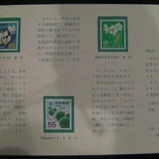 同梱発送可【未使用】台紙付「普通切手の中の植物」切手 (額面合計266円) 昭和 記念 銘版 未使用・美品の画像