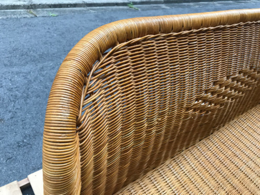 ラタン製2人掛けソファ　＃家具